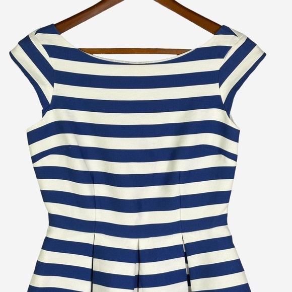 Kate Spade Dress Size 4 Blue Hyacinth Stripe Mariella Silk Blend Pleated EUC - Picture 4 of 11